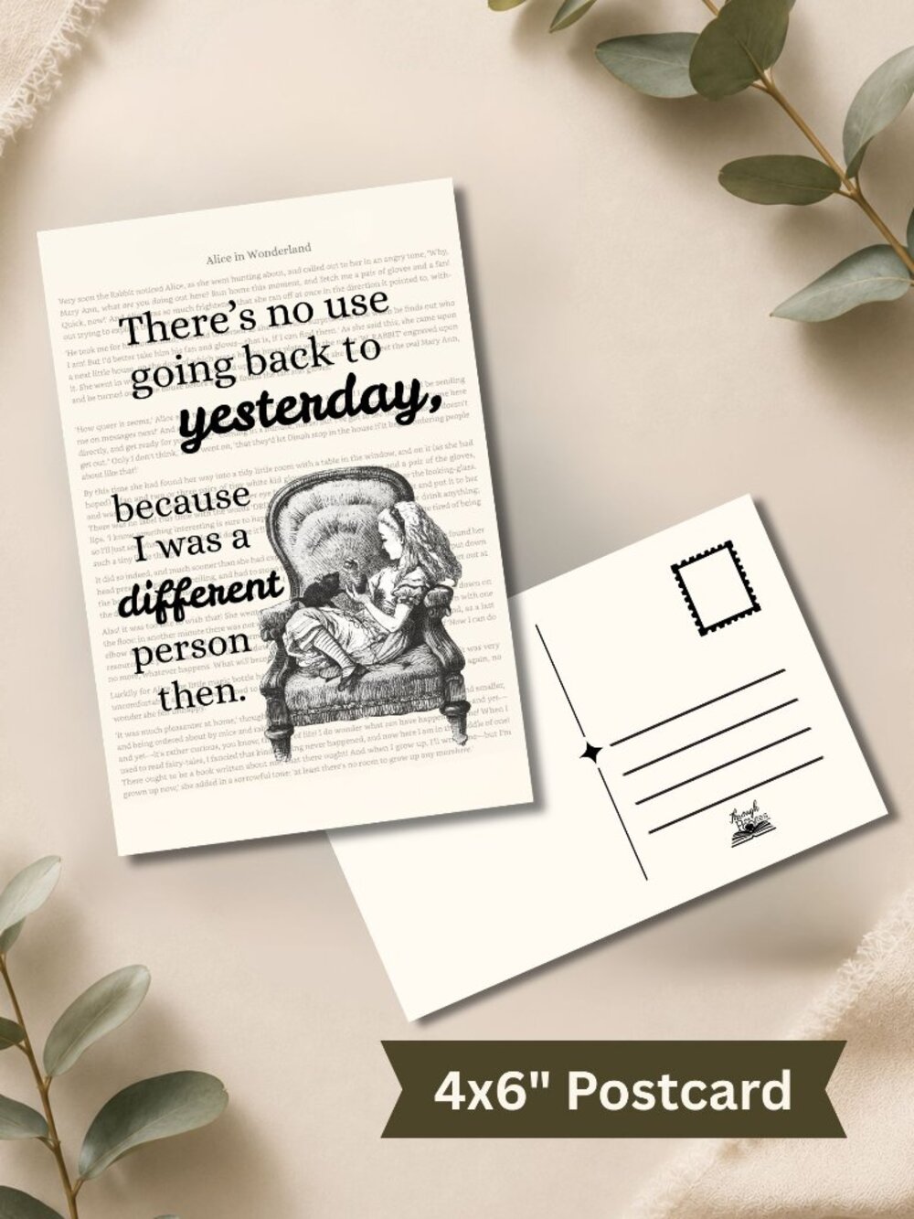 Alice in Wonderland Book Page Postcard Mini Art Print